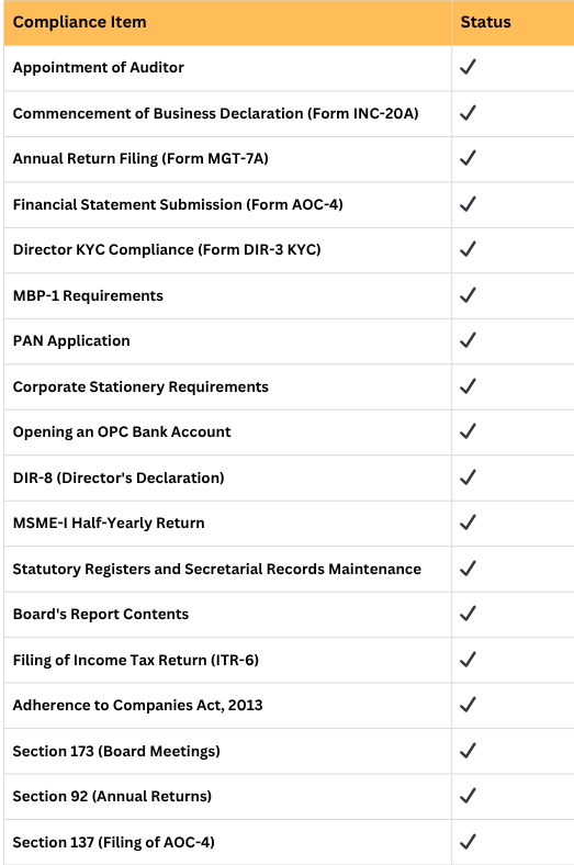 Compliances For One Person Company (OPC) in India- Complete List - Treelife