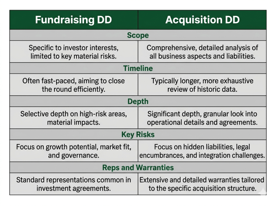 fundraising dd vs acquisition dd